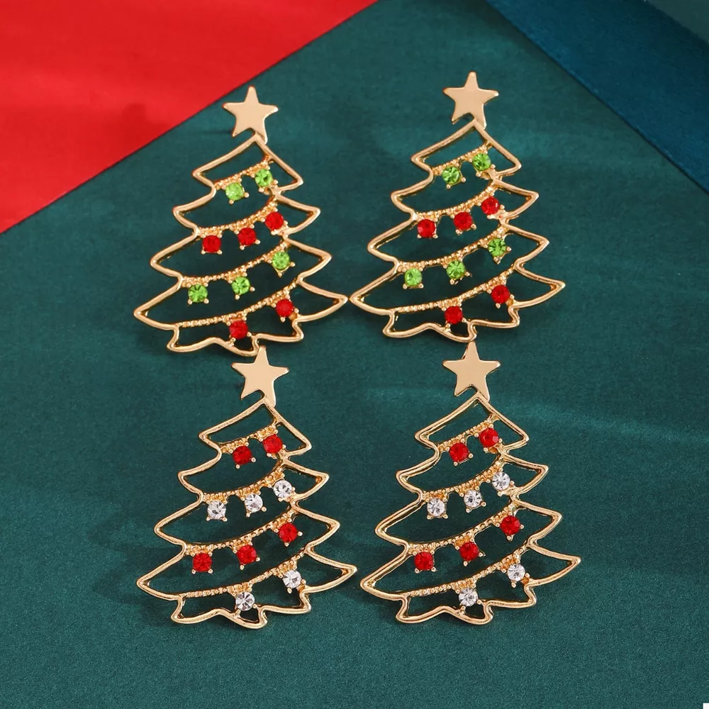 18K Gold-Plated Christmas Tree Earrings, image 3