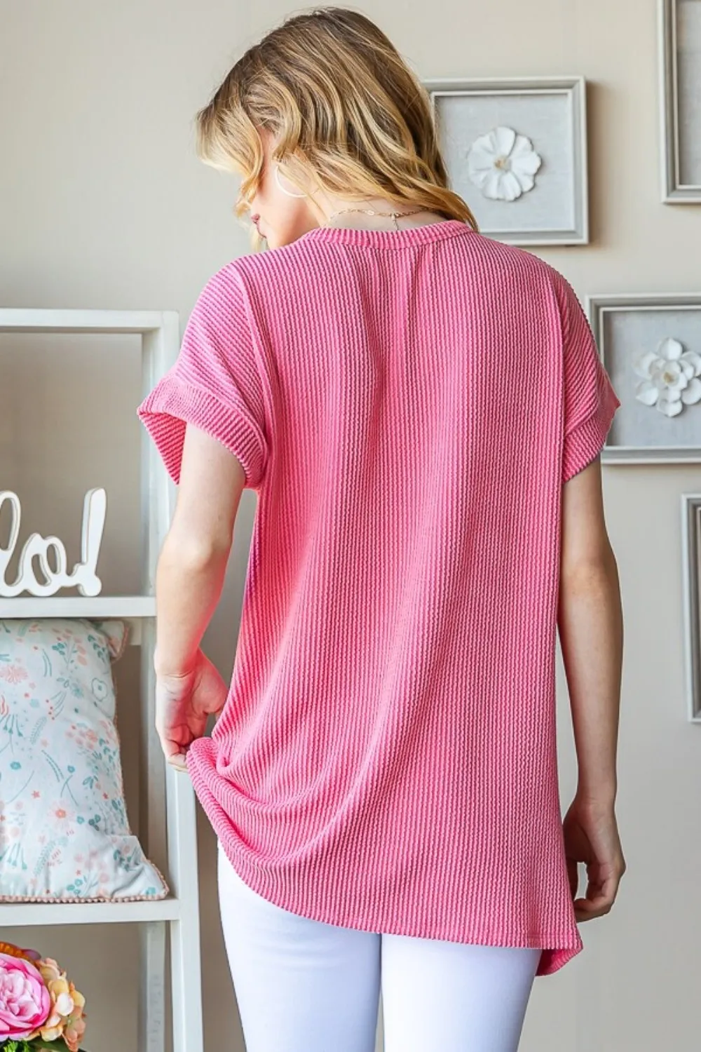 Full Size USA Graphic Short Sleeve Ribbed Top, image 2
