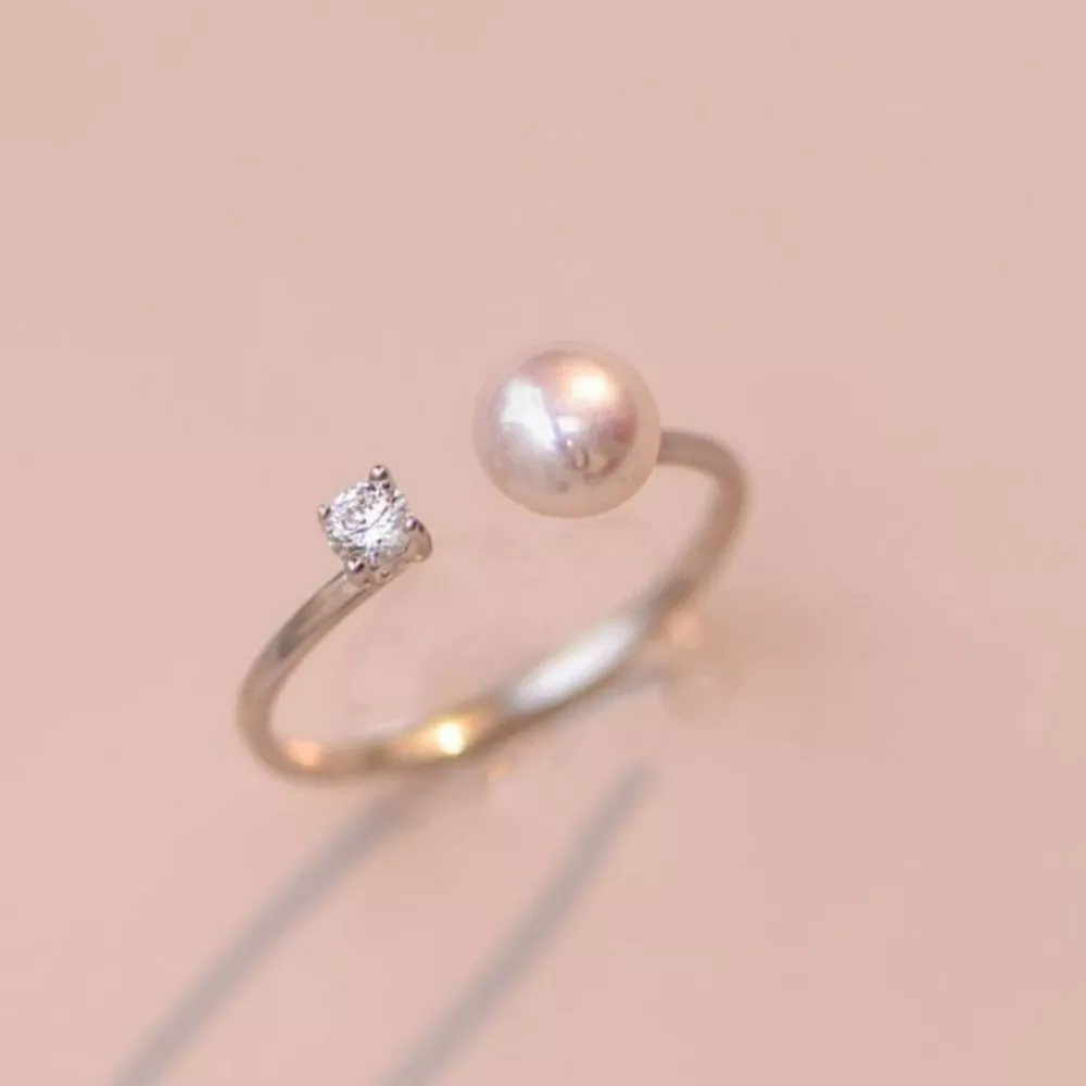 925 Sterling Silver Pearl Open Ring, image 6