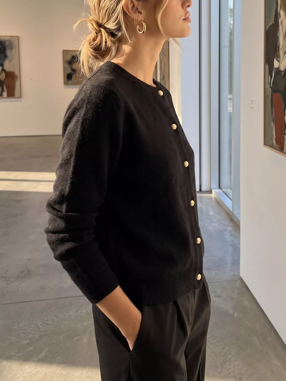 Classic Button-Down Knit Cardigan, image 17
