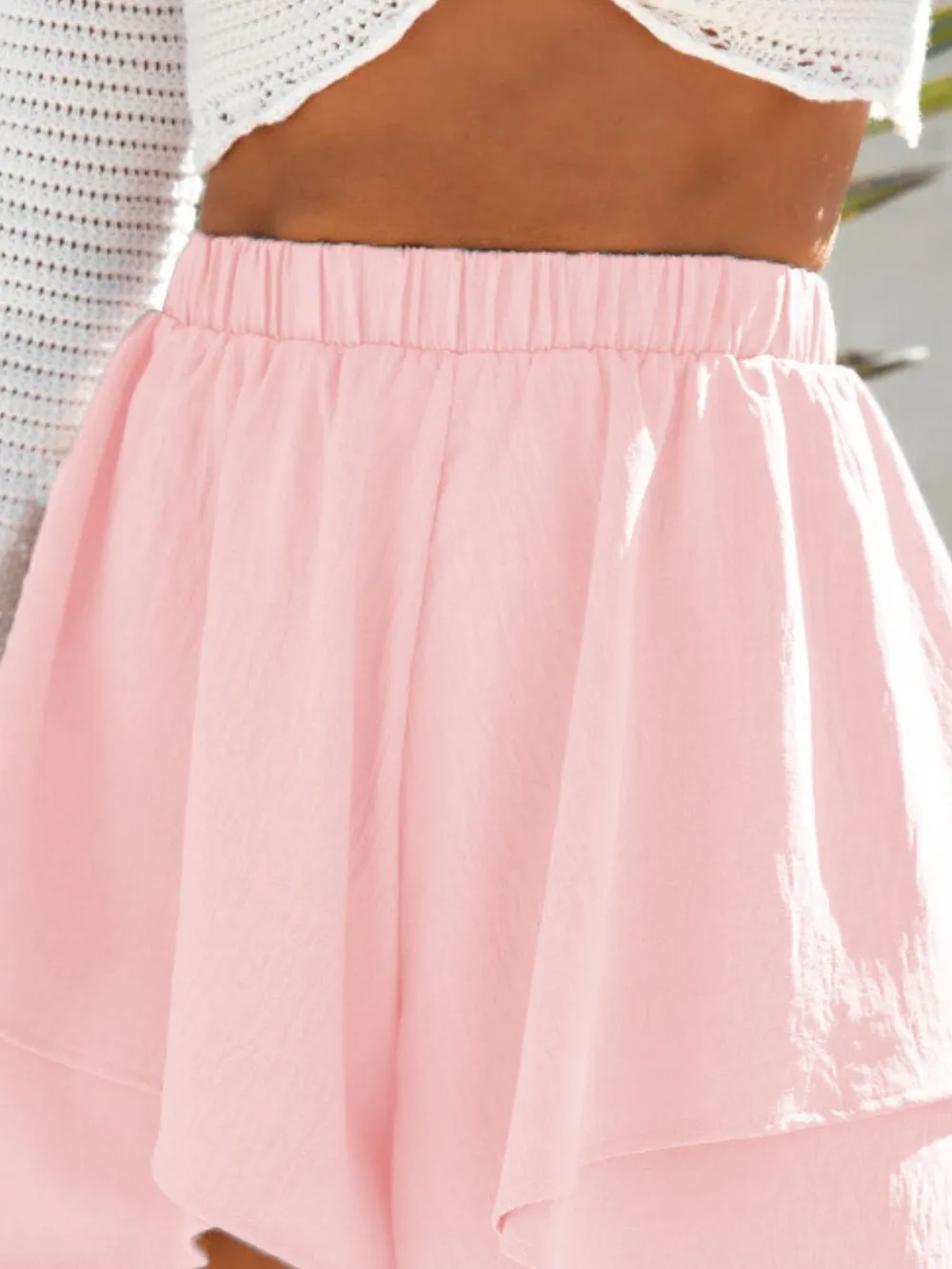 High-Waisted Elastic Waistband Layered Shorts, image 6