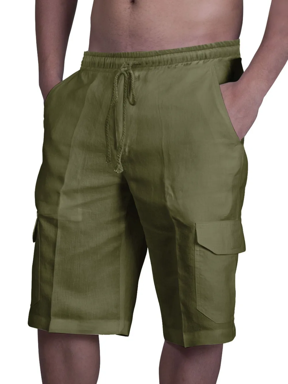 Men's Plus Size Drawstring Pocketed Shorts