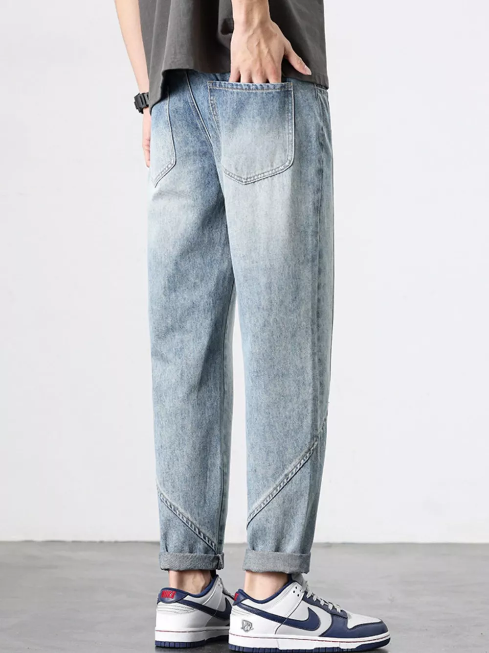 Men's Washed Wide Leg Jeans, image 5