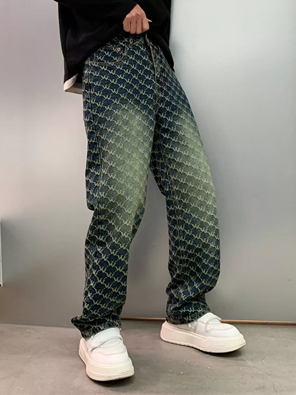 Men's Patterned Relaxed Fit Jeans, image 5