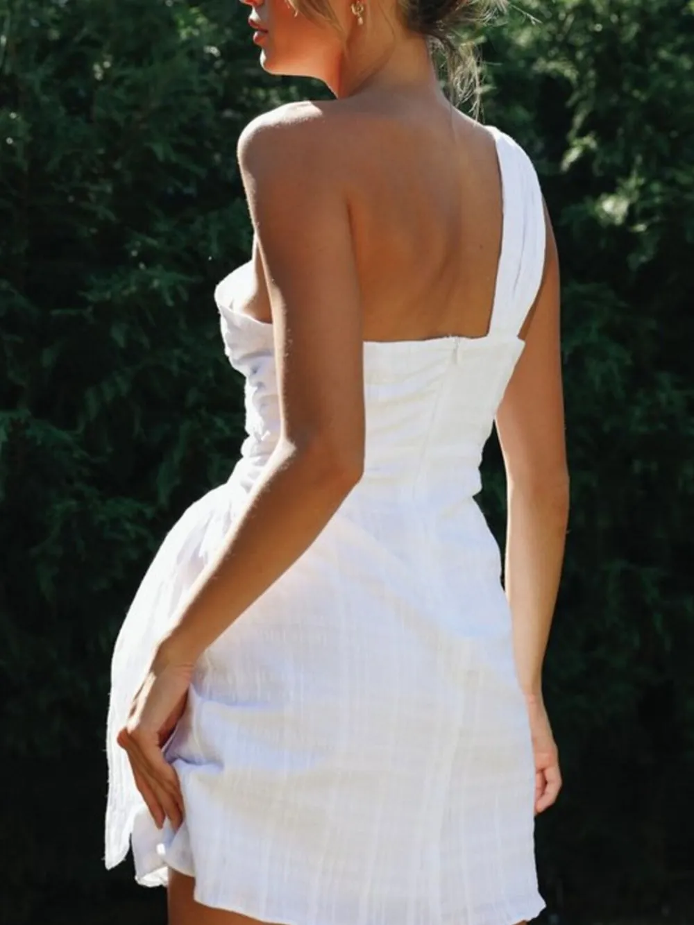Ruched One-Shoulder Mini Dress, image 4