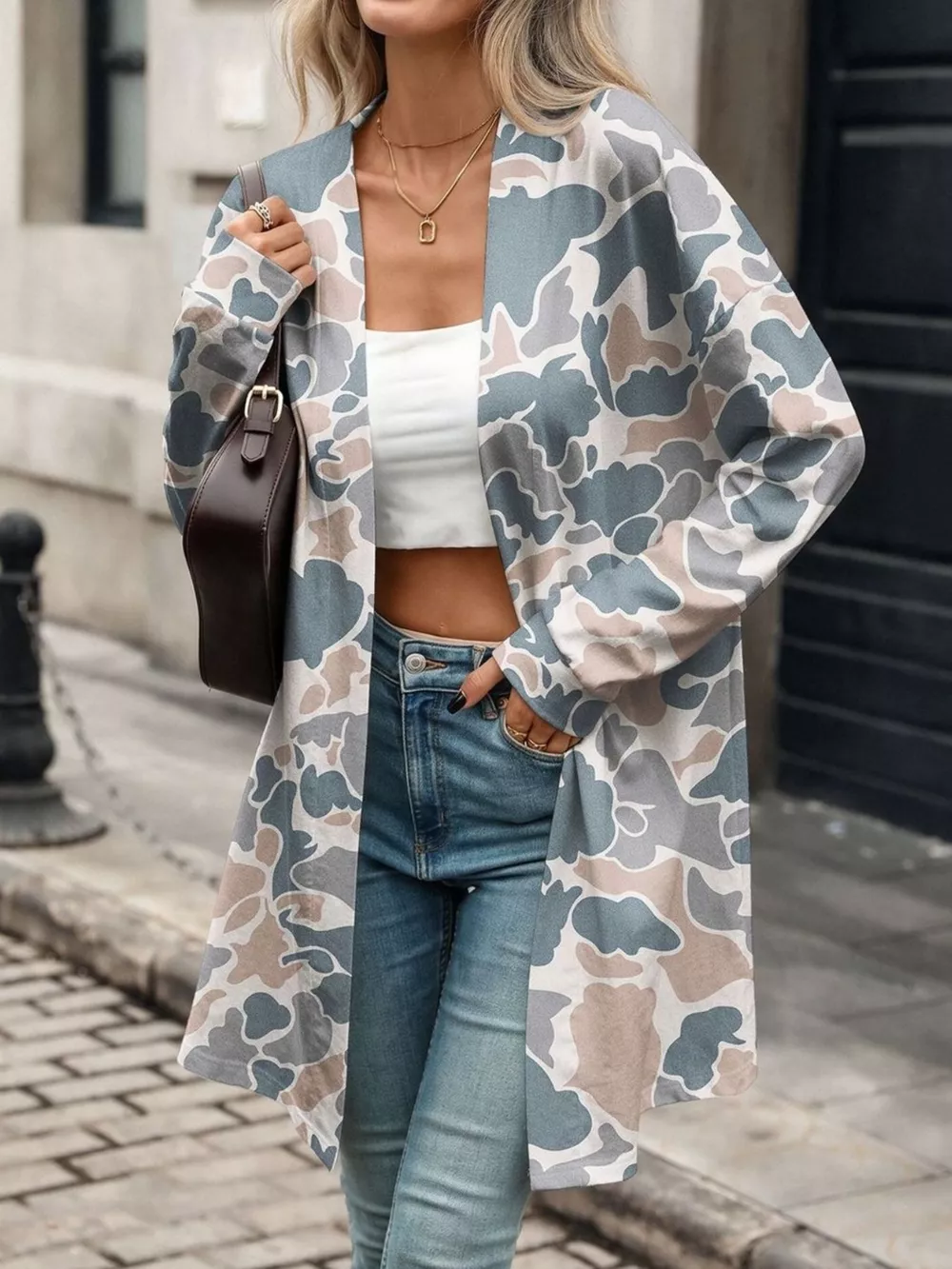 Printed Open Front Cardigan, image 11