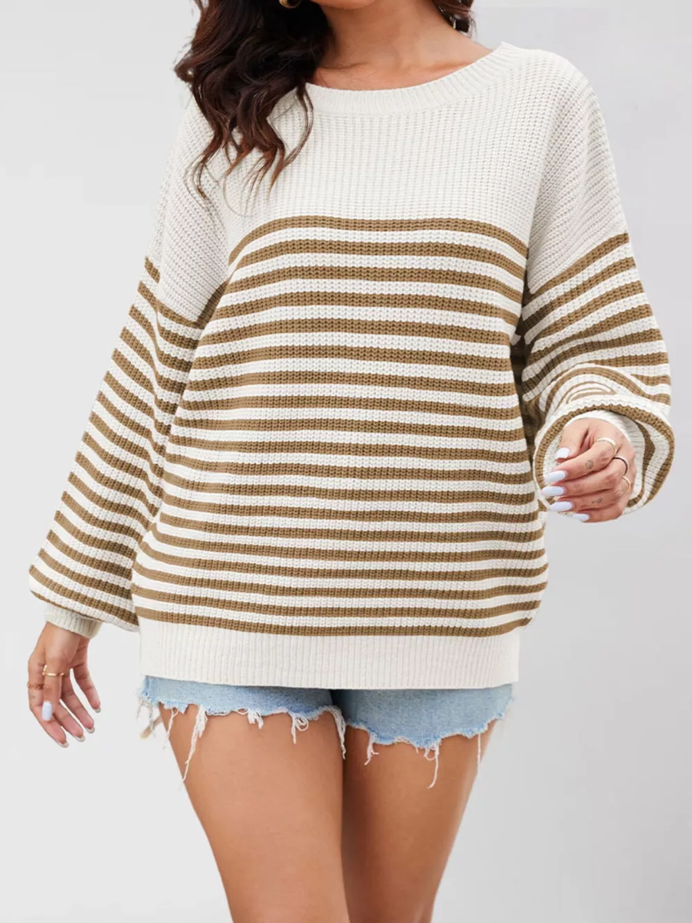 Striped Knit Long Sleeve Sweater, image 3