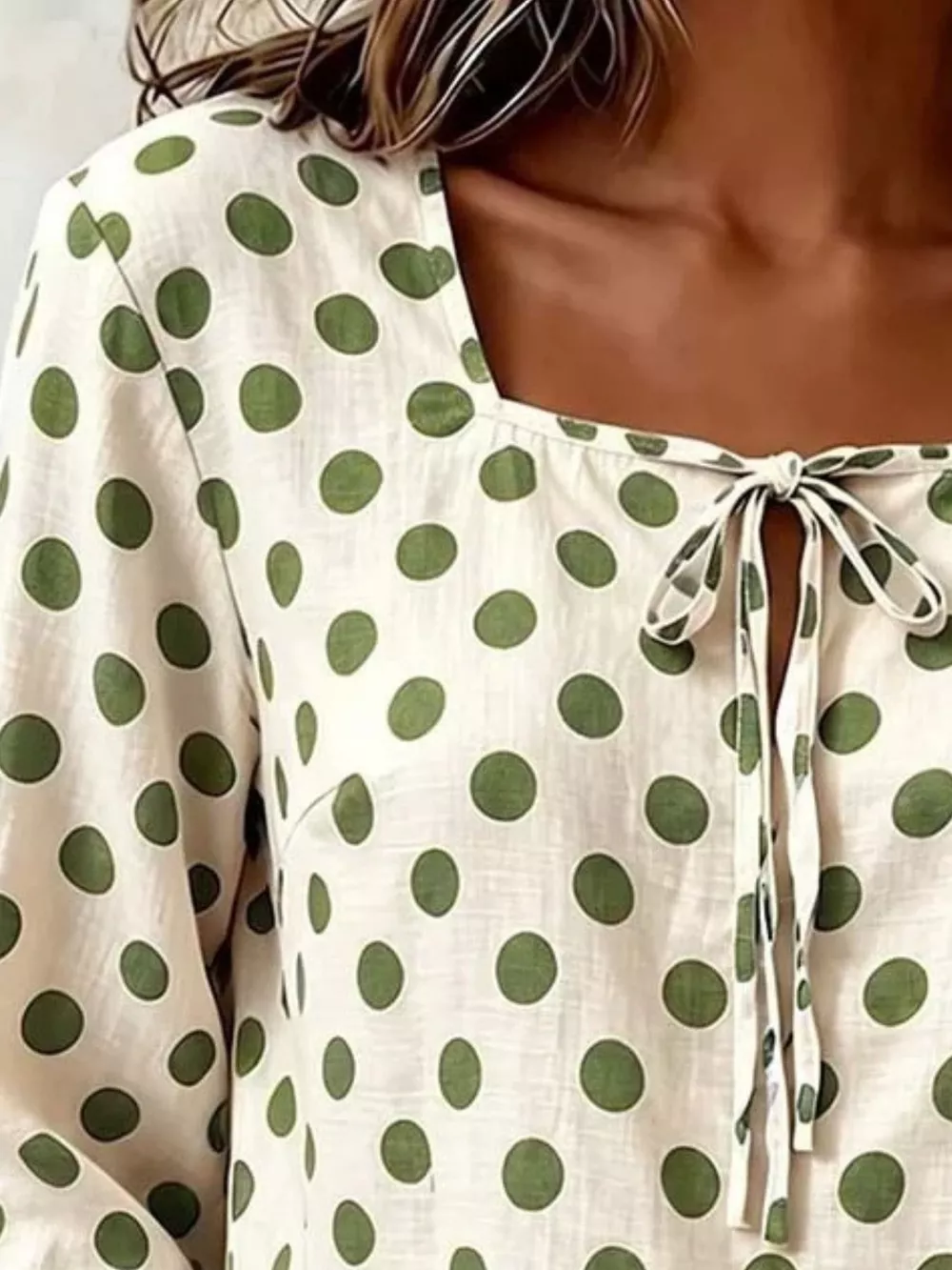 Full Size Square Neck Polka Dot Blouse Plus Size, image 2