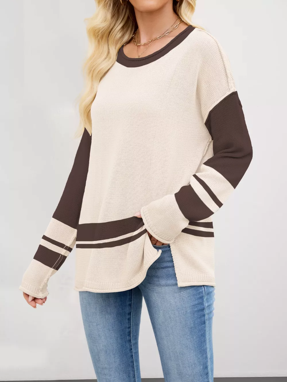 Color Block Side Slit Sweater, image 17