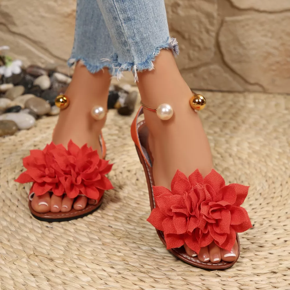 Floral Decor Flat Sandals, image 15