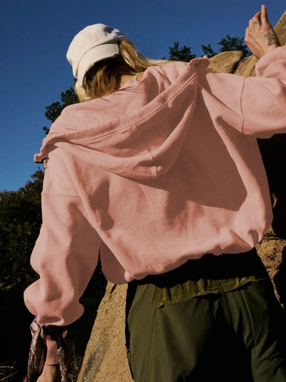 Half Zip Pocketed Dropped Shoulder Hoodie, image 6