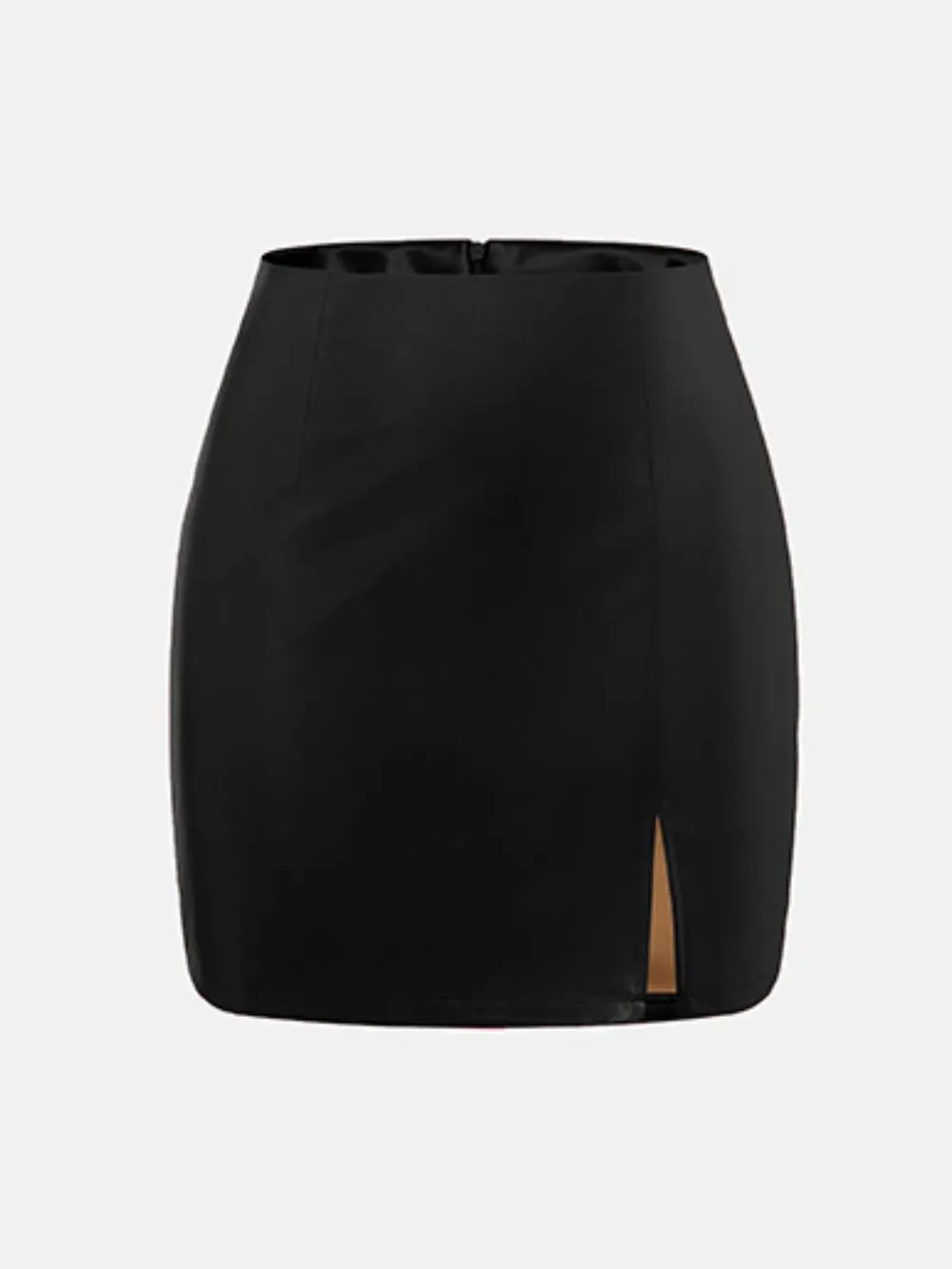 Slit Mini Skirt with Zipper, image 4