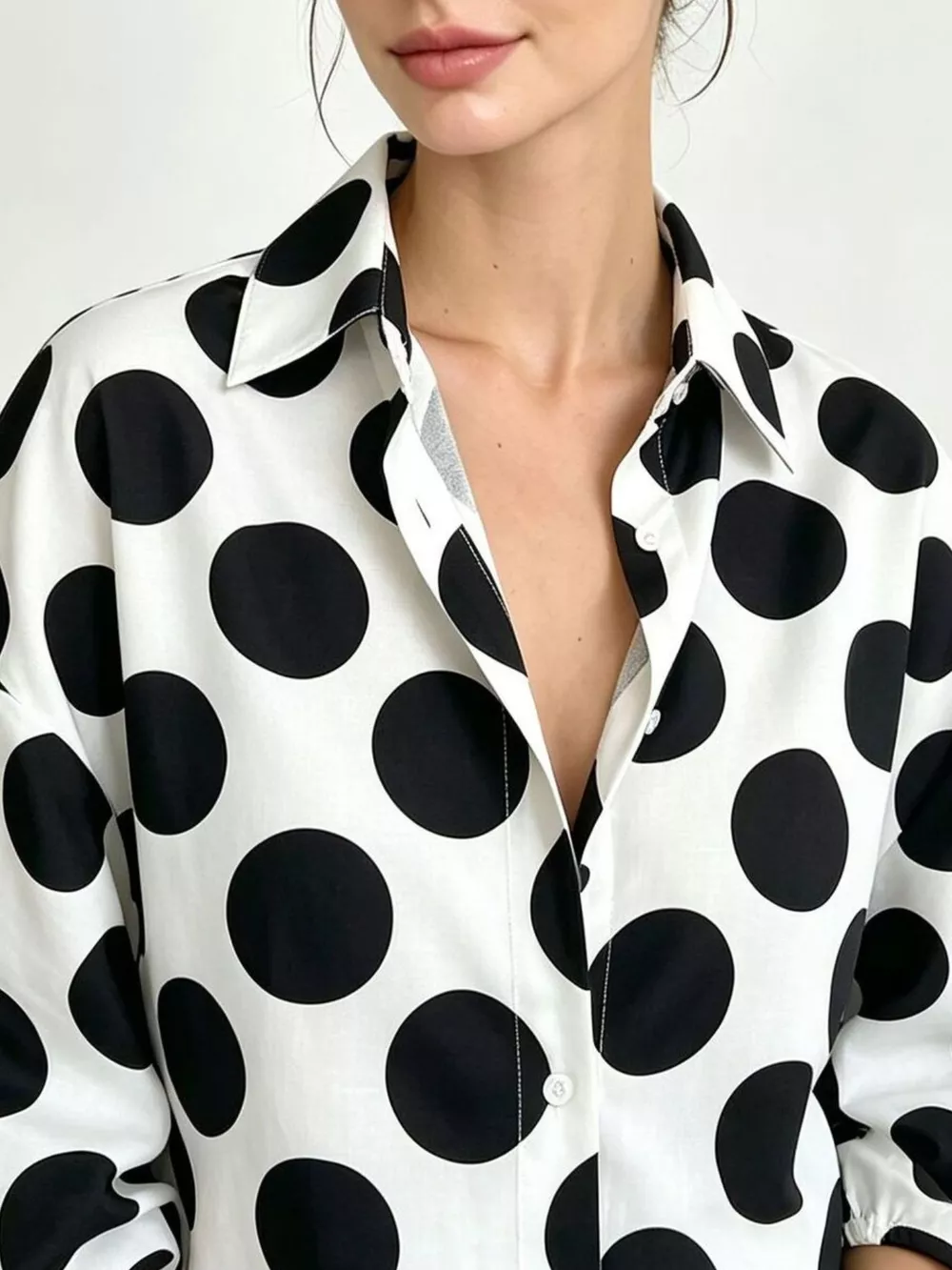 Polka Dot Puff Sleeve Shirt, image 2