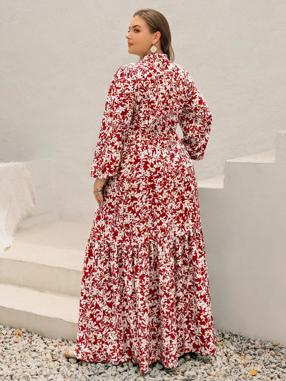 Plus Size Floral Print Long Sleeve Maxi Dress, image 6