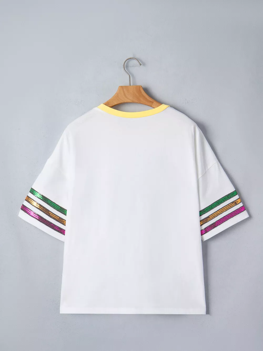 Sequin Mardi Gras Half Sleeve T Shirt, image 6