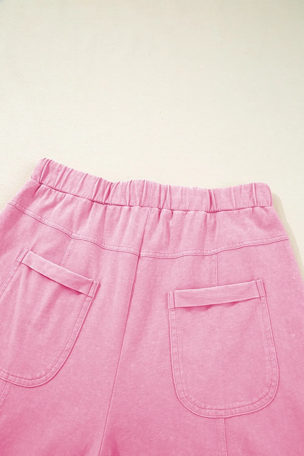 Mineral Wash Exposed Seam Drawstring High Waist Wide Leg Cargo Pants, image 20