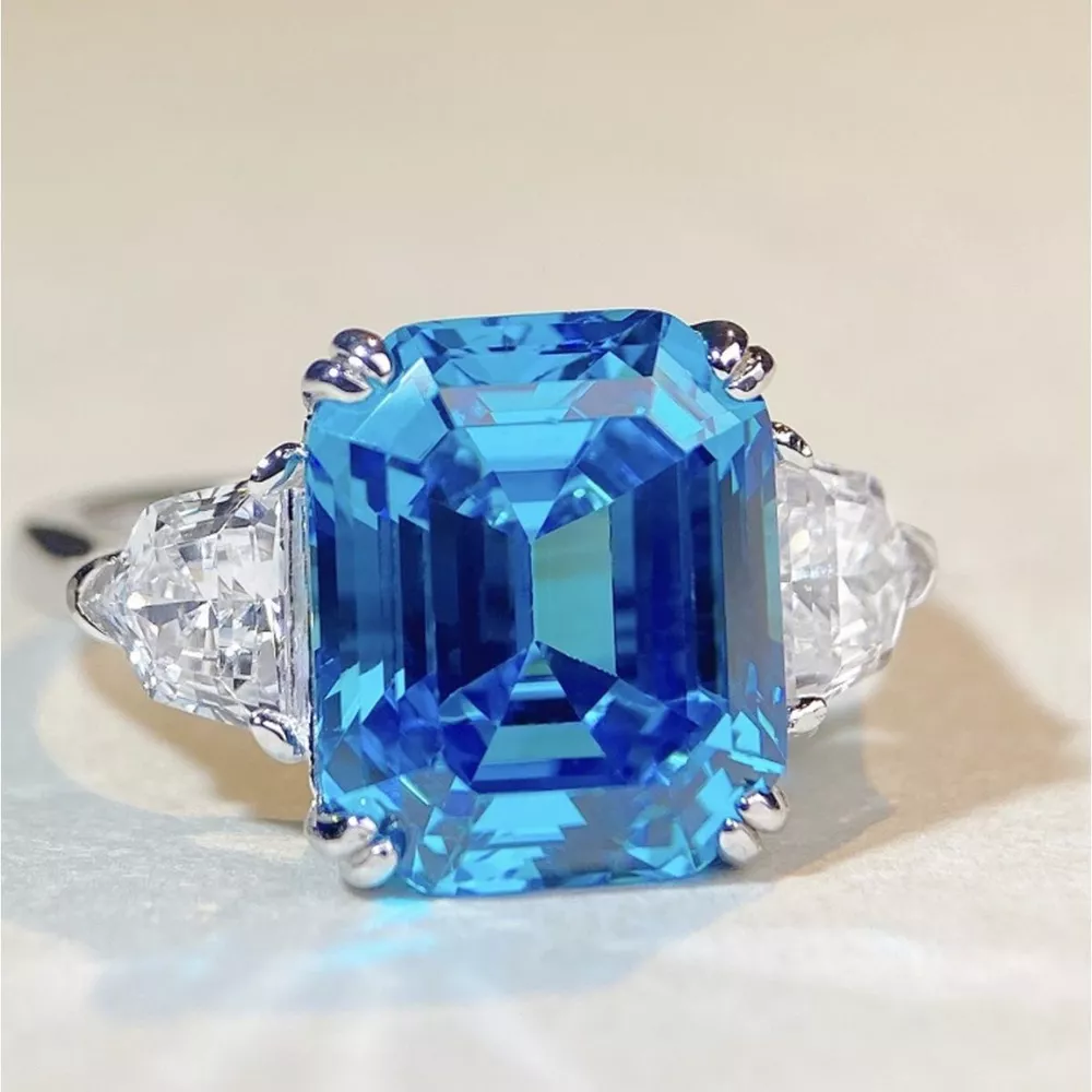 925 Sterling Silver Zircon Square Ring, image 5