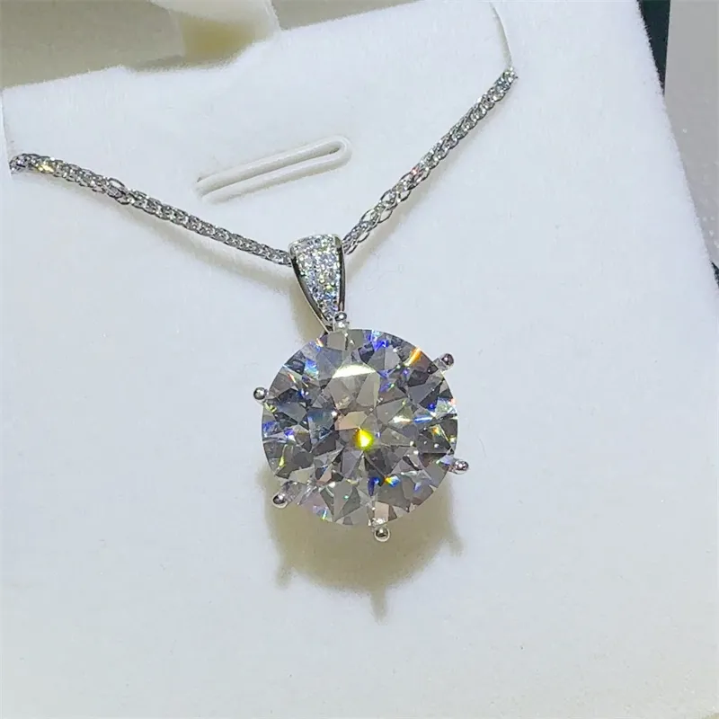 10 Carat Moissanite 925 Sterling Silver Pendant Necklace, image 2