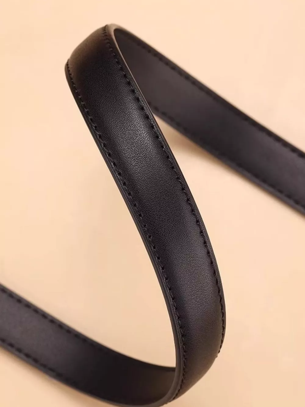 Classic Leather Belt with Silver Buckle, image 4