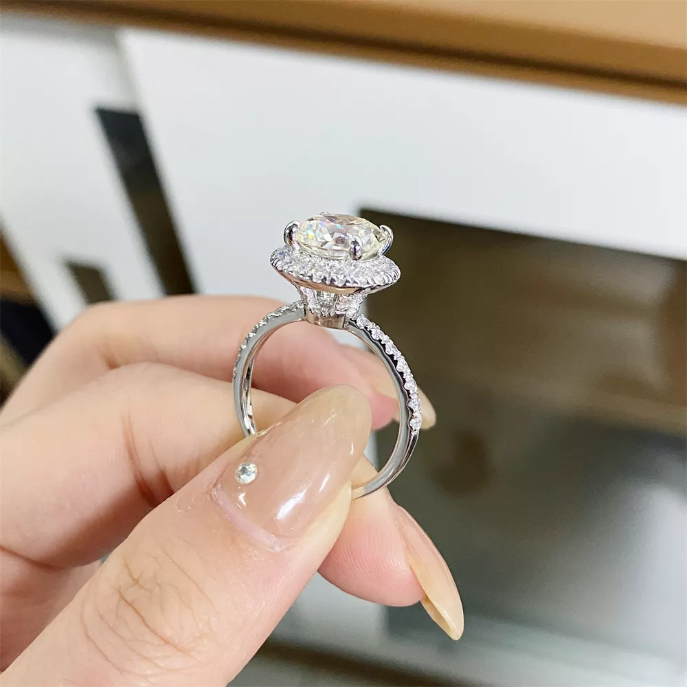 5 Carat Moissanite 925 Sterling Silver Round Ring, image 4