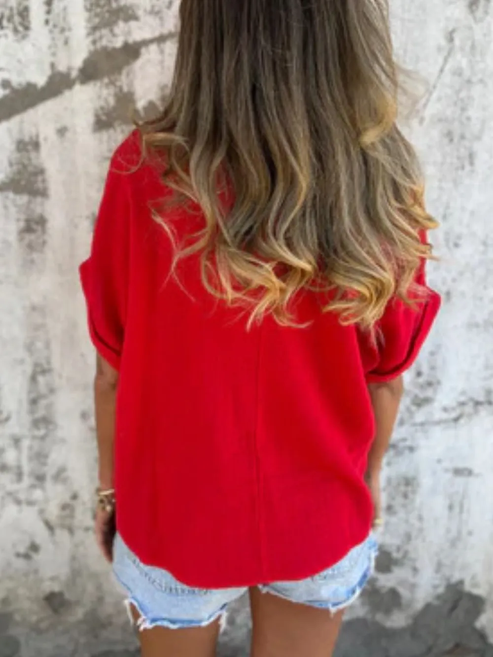 Full Size Round Neck Short Sleeve T-Shirt Plus Size, image 14