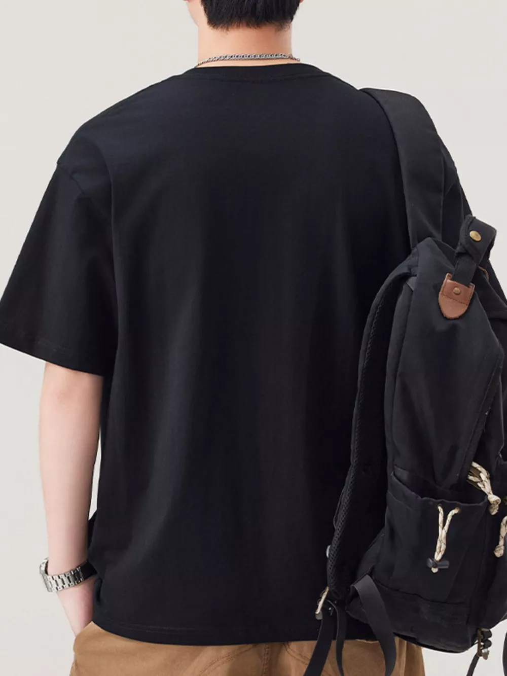Men's Plus Size Solid Color Casual Loose T-Shirt, image 9