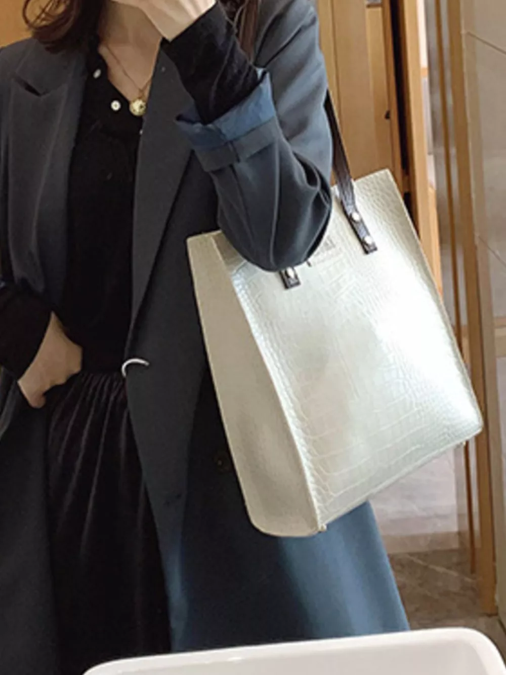Leather Tote Shoulder Bag, image 3
