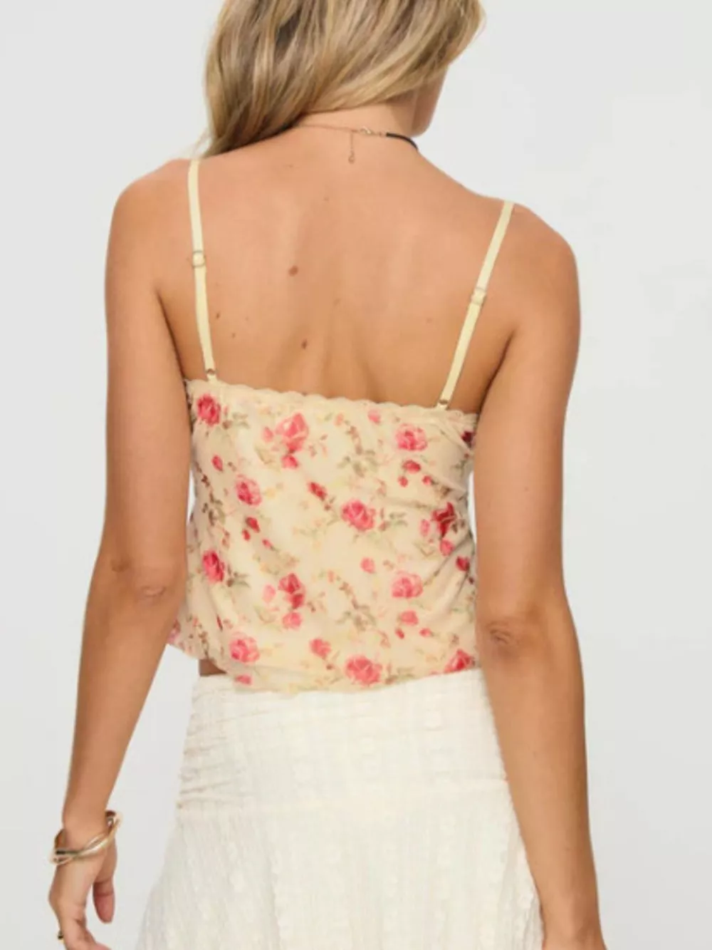 Floral Print Lace Trim Cami, image 3