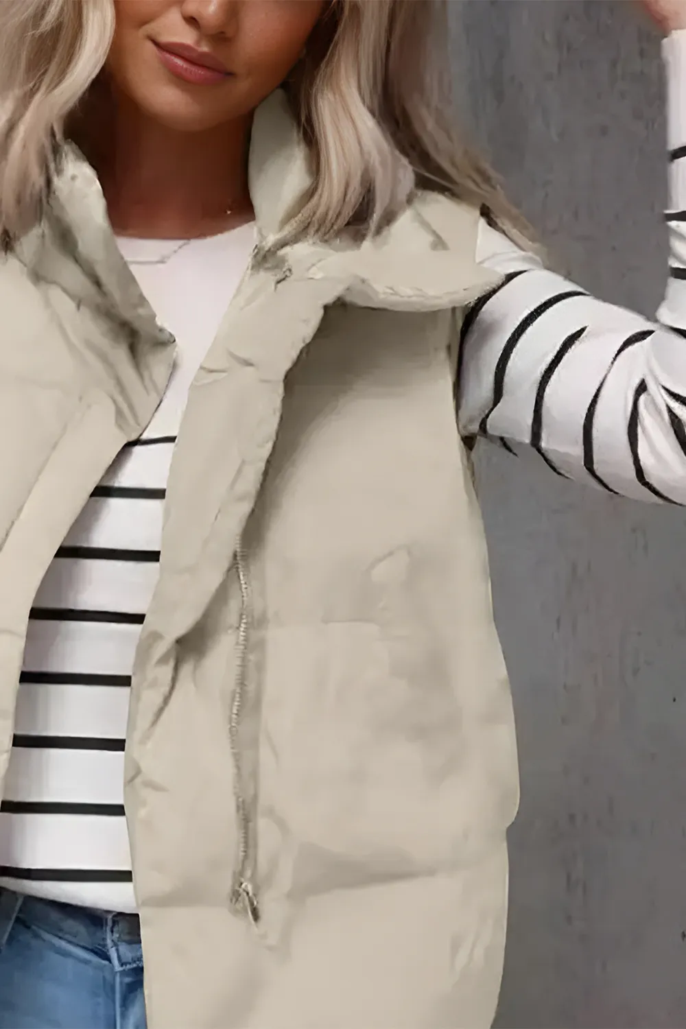Zip Up Vest Coat with Pockets, image 9