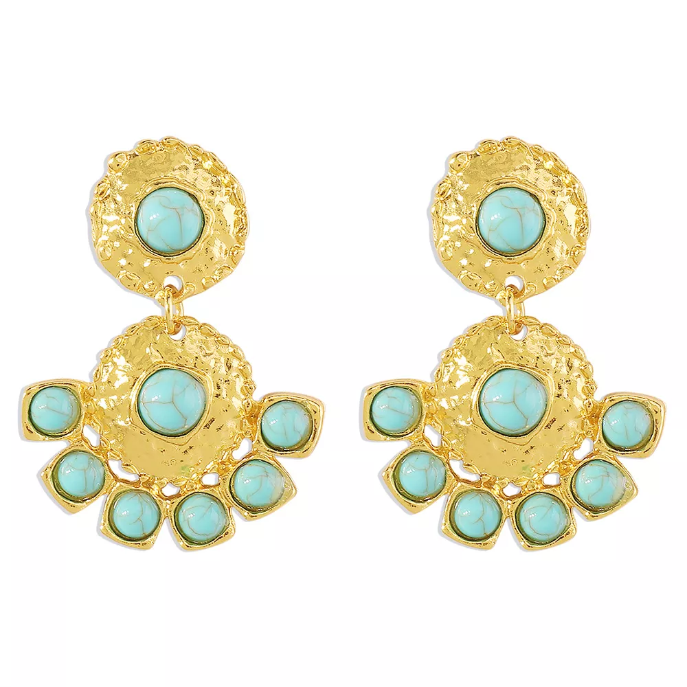 18K Gold-Plated Turquoise Dangle Earrings, image 5