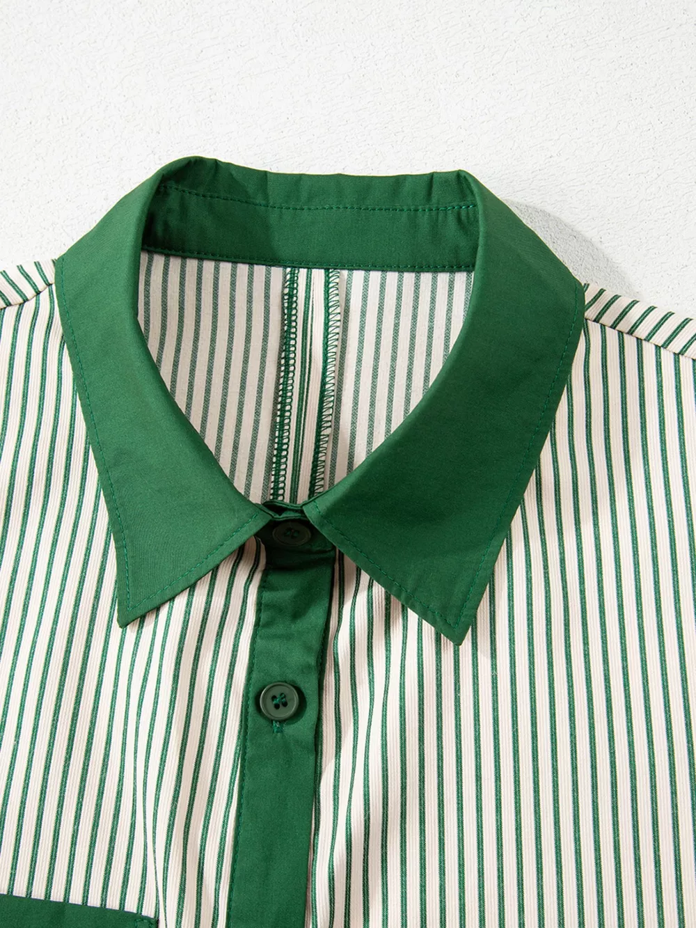 Stripe Color Block Patchwork Shirt Collar Button Down Puff Sleeve Mini Dress, image 9