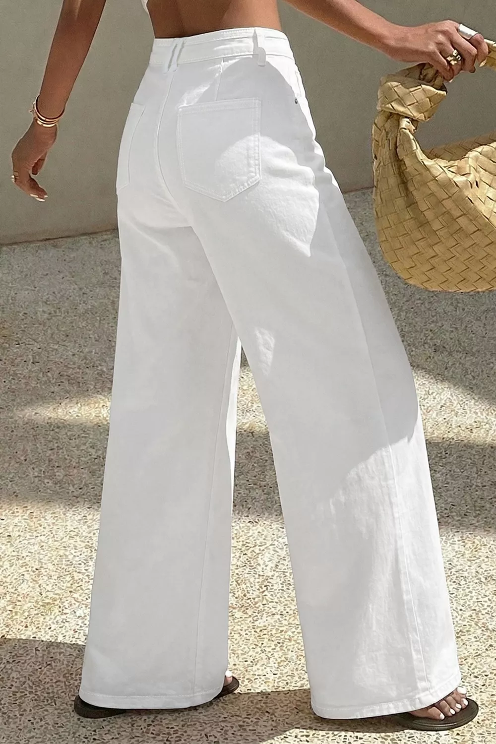 Solid Color Loose Casual Jeans, image 5