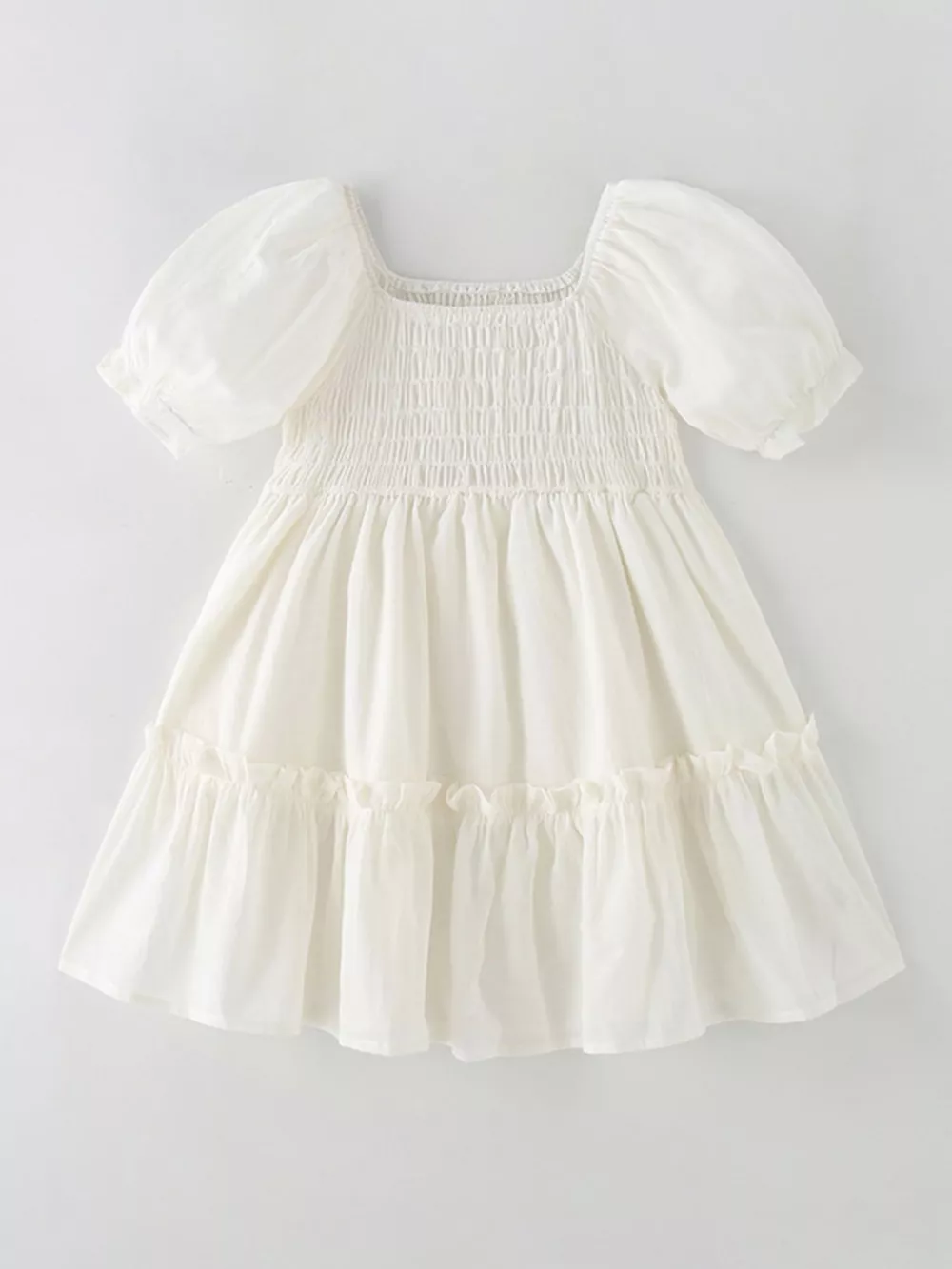 Children's Smocked Puff Sleeve Tiered Dress