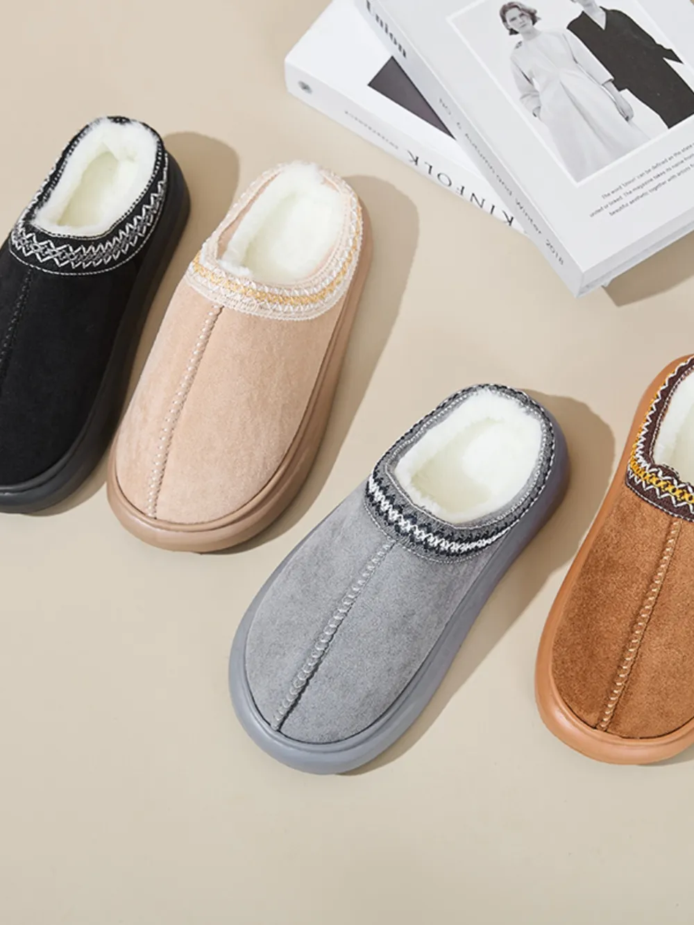 Faux Fur Suede Platform Slippers, image 22