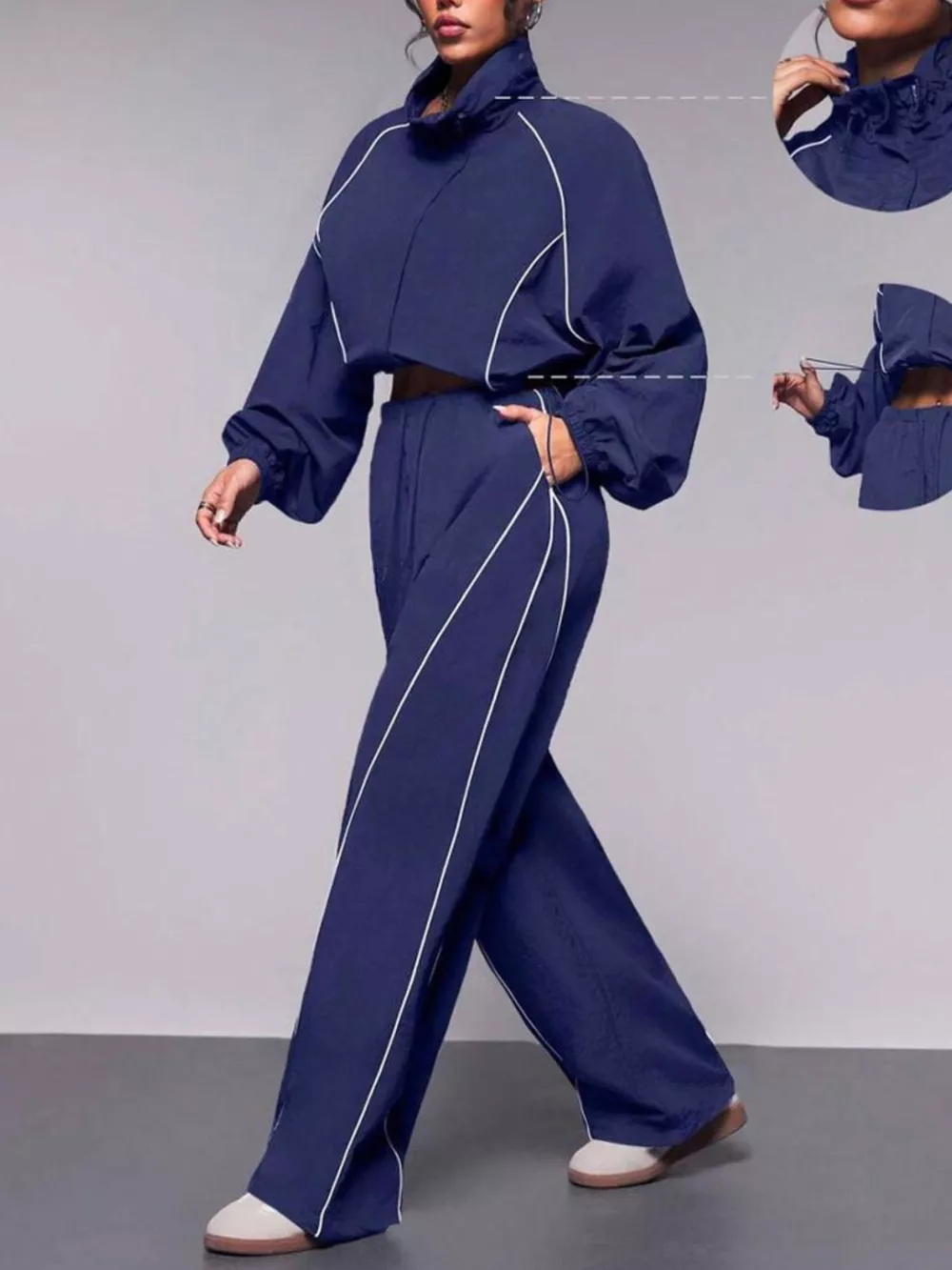 Crop Jacket and Wide-Leg Pants Set, image 7