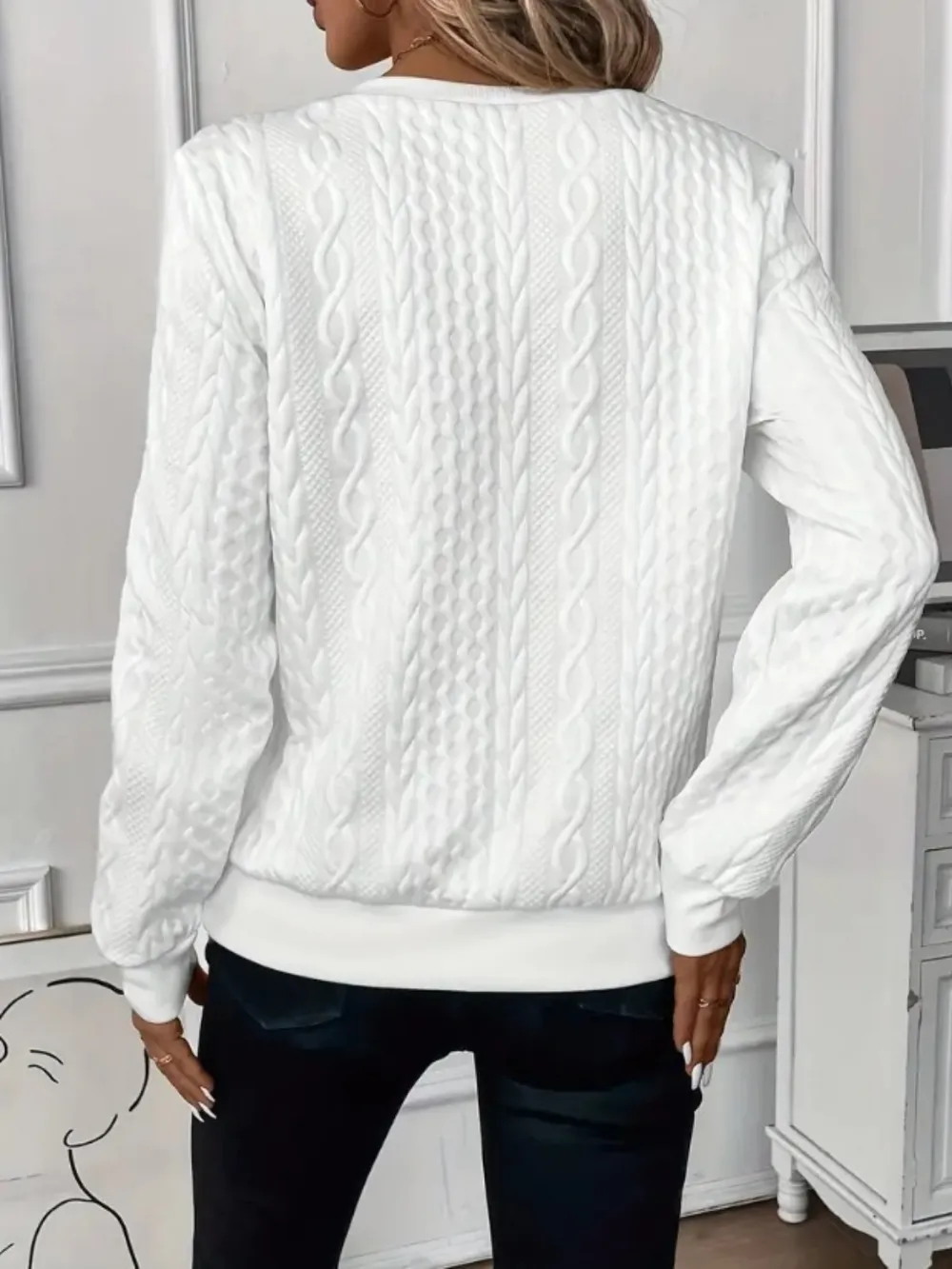 Texture Half Zip Long Sleeve Sweatshirt, image 17