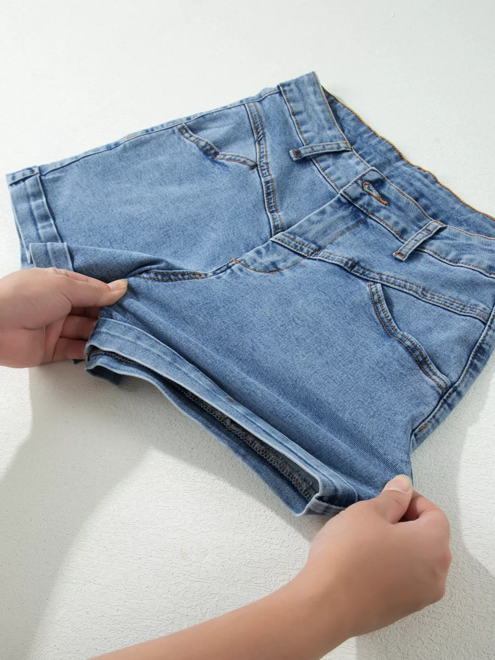 High-Waisted Denim Shorts, image 8