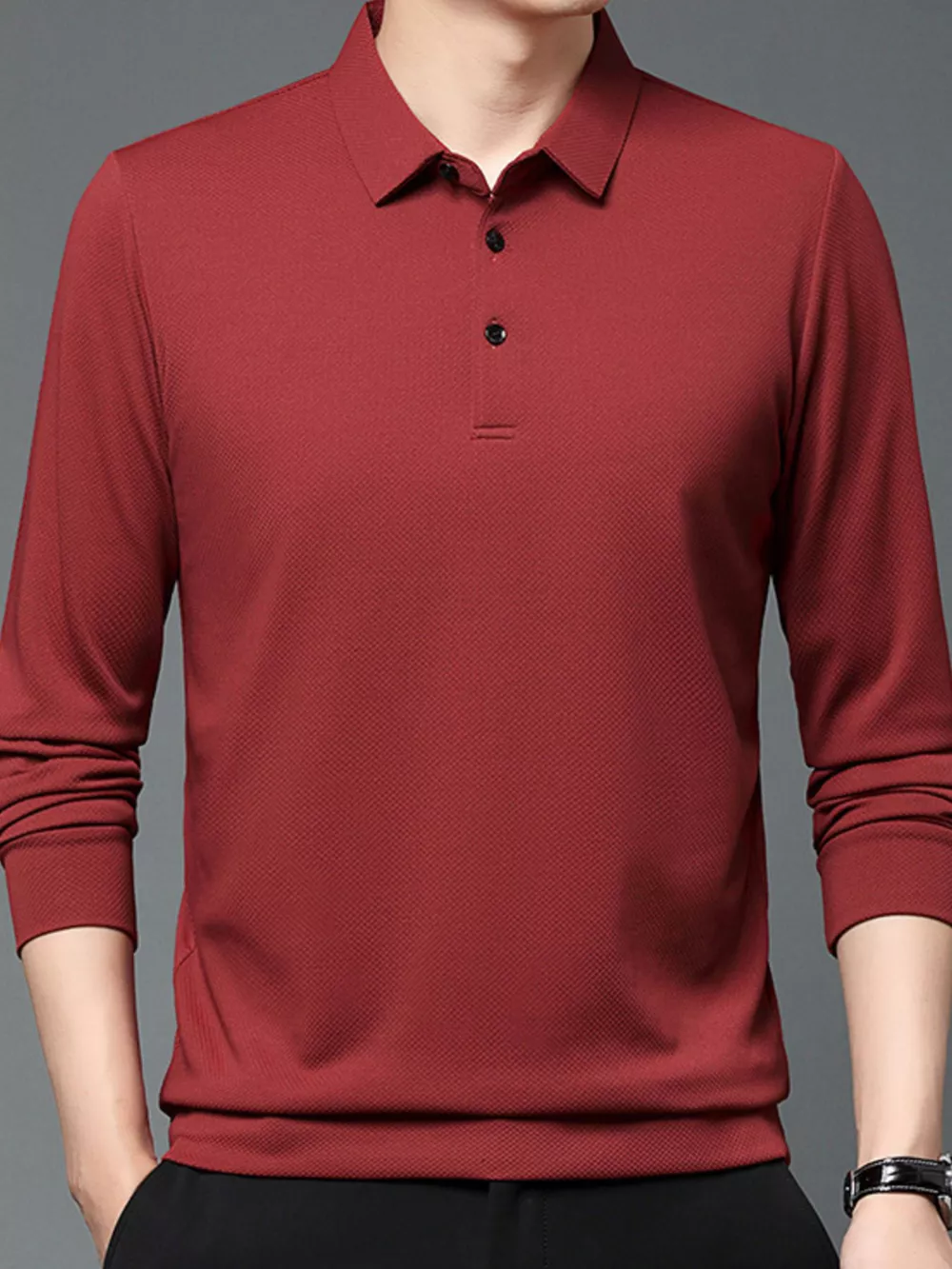 Men's Plus Size Classic Fit Long Sleeve Polo, image 4