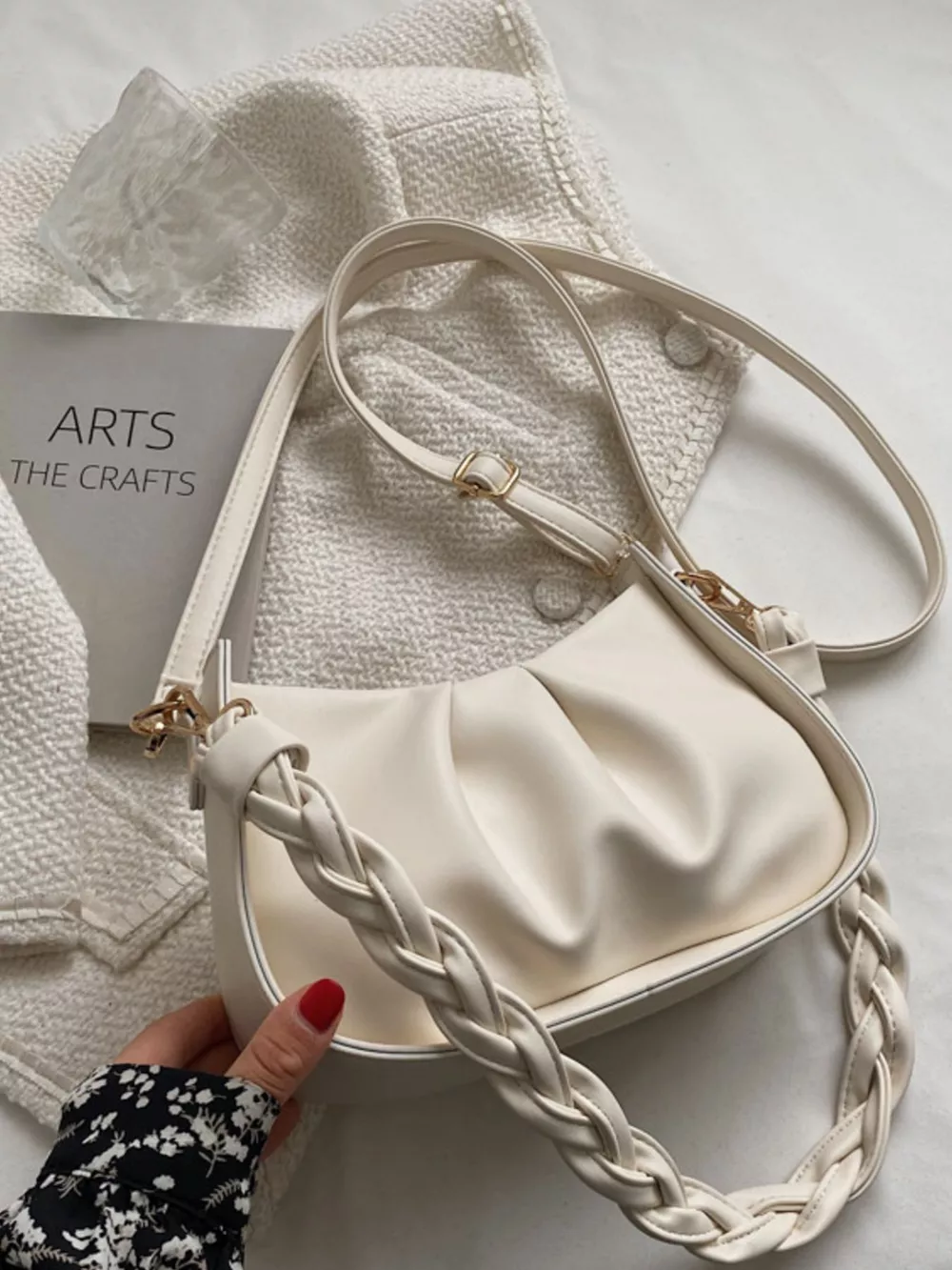 Ruched Braided Strap Crossbody Bag, image 9