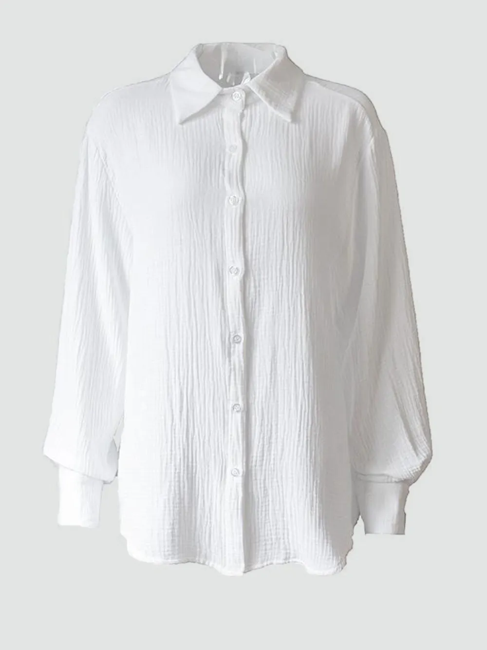Textured Collared Neck Long Sleeve Shirt, image 9