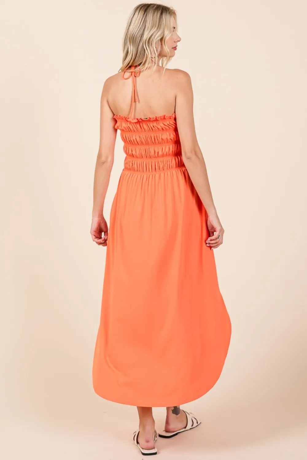 Tie Back Shirring Dress with Pockets, image 2