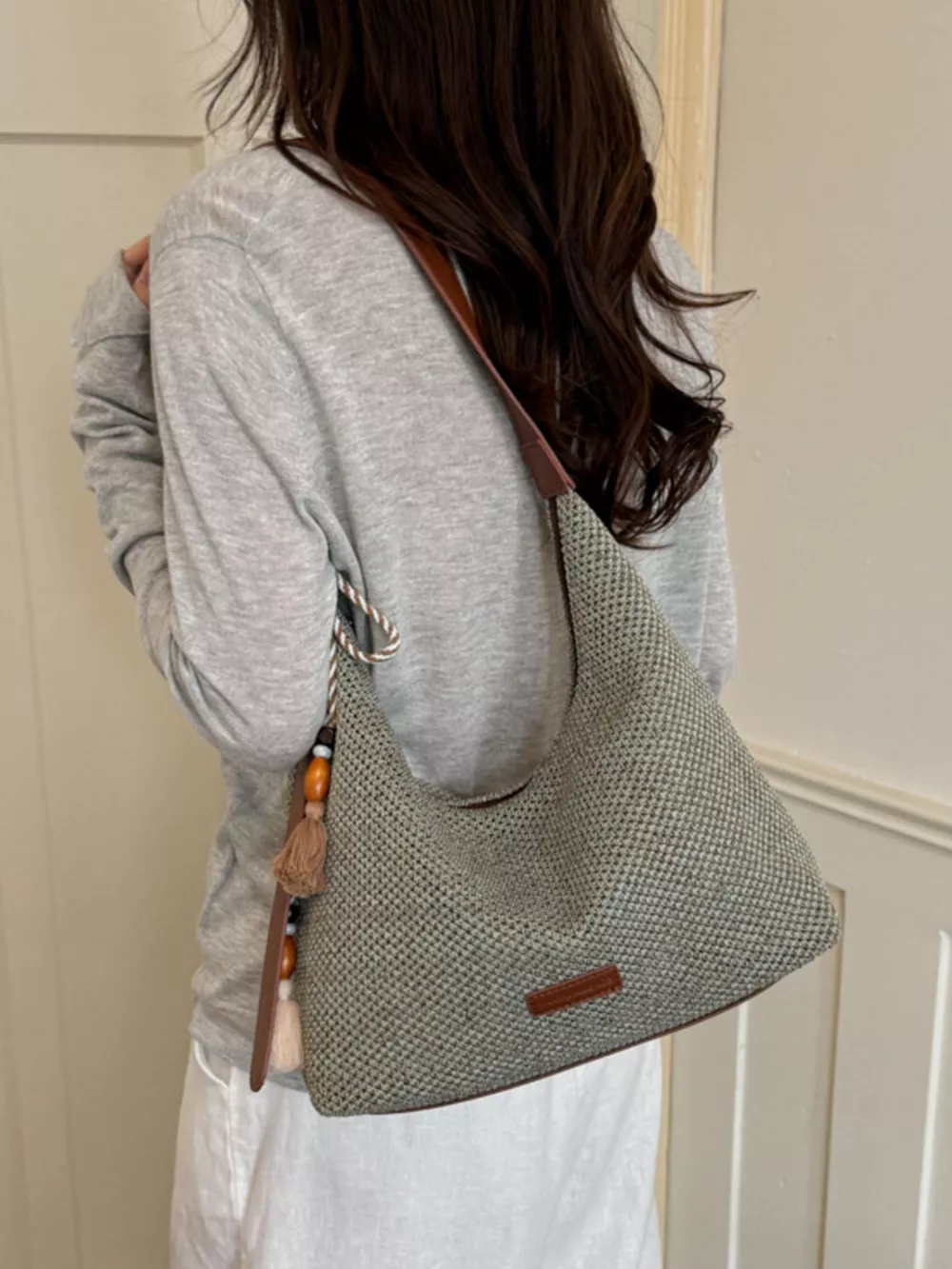 Tassel Woven Shoulder Bag, image 7