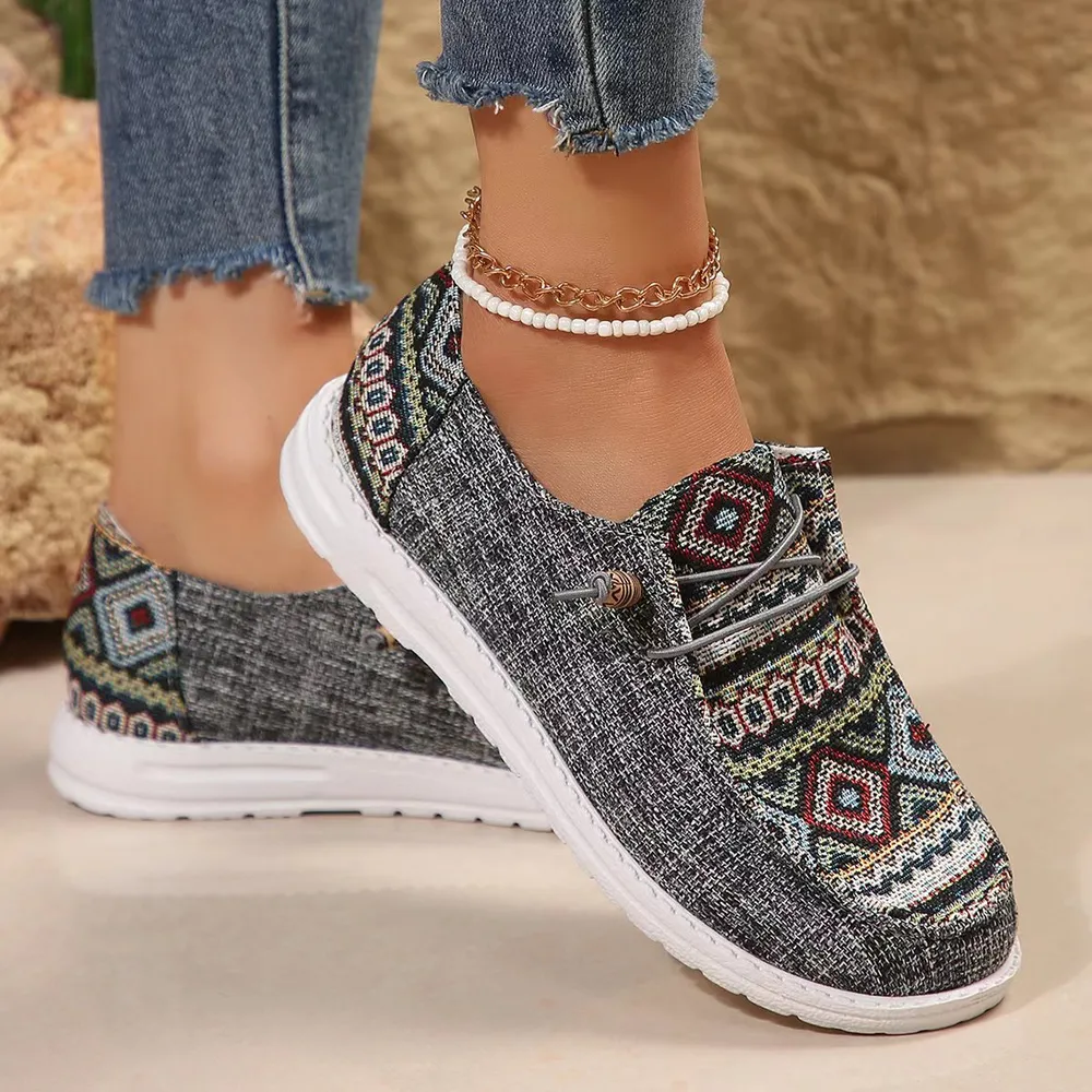 Geometric Round Toe Flat Slip-Ons, image 2