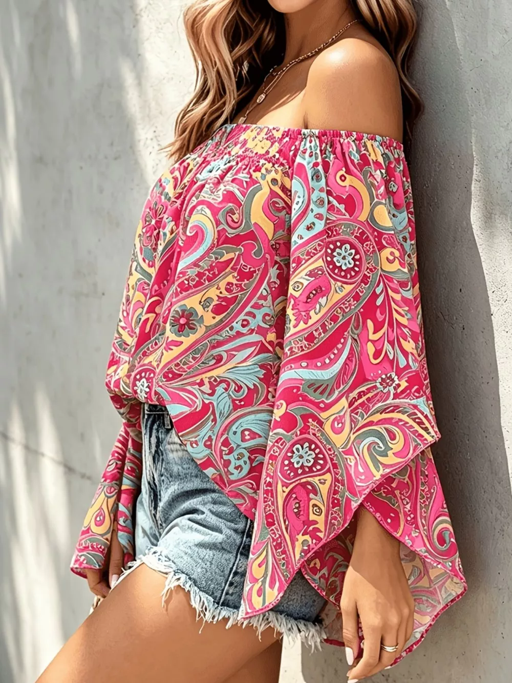 Printed Off Shoulder Blouse, image 7