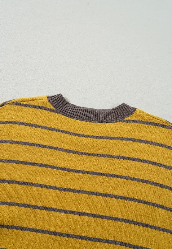 Flower Stripe Round Neck Long Sleeve Sweater, image 9