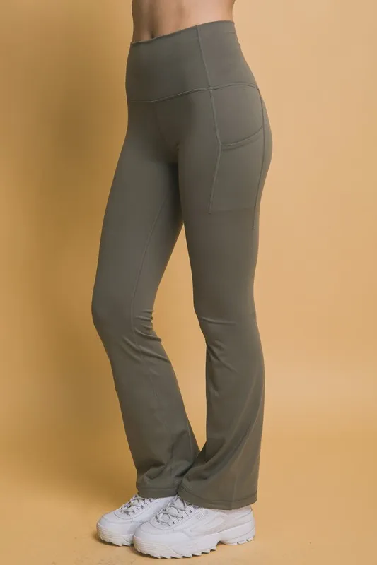 High Waist Flare Active Leggings with Side Pockets, image 3
