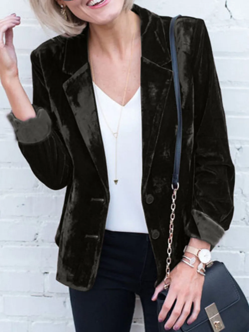 Button Up Lapel Collar Blazer, image 5
