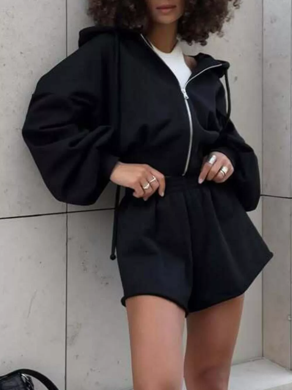 Zip Up Long Sleeve Outerwear and Shorts Set, image 16