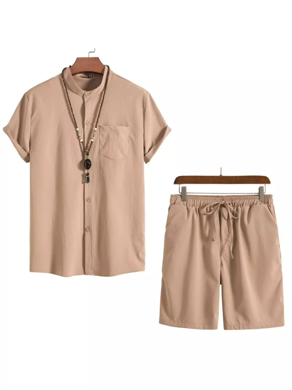 Men's Plus Size Casual Short Sleeve Shirt and Shorts Set, image 3