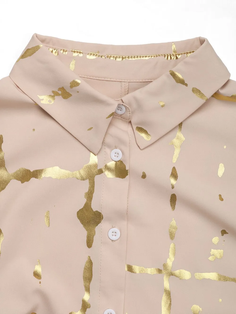 Printed Collared Neck Long Sleeve Shirt, image 5